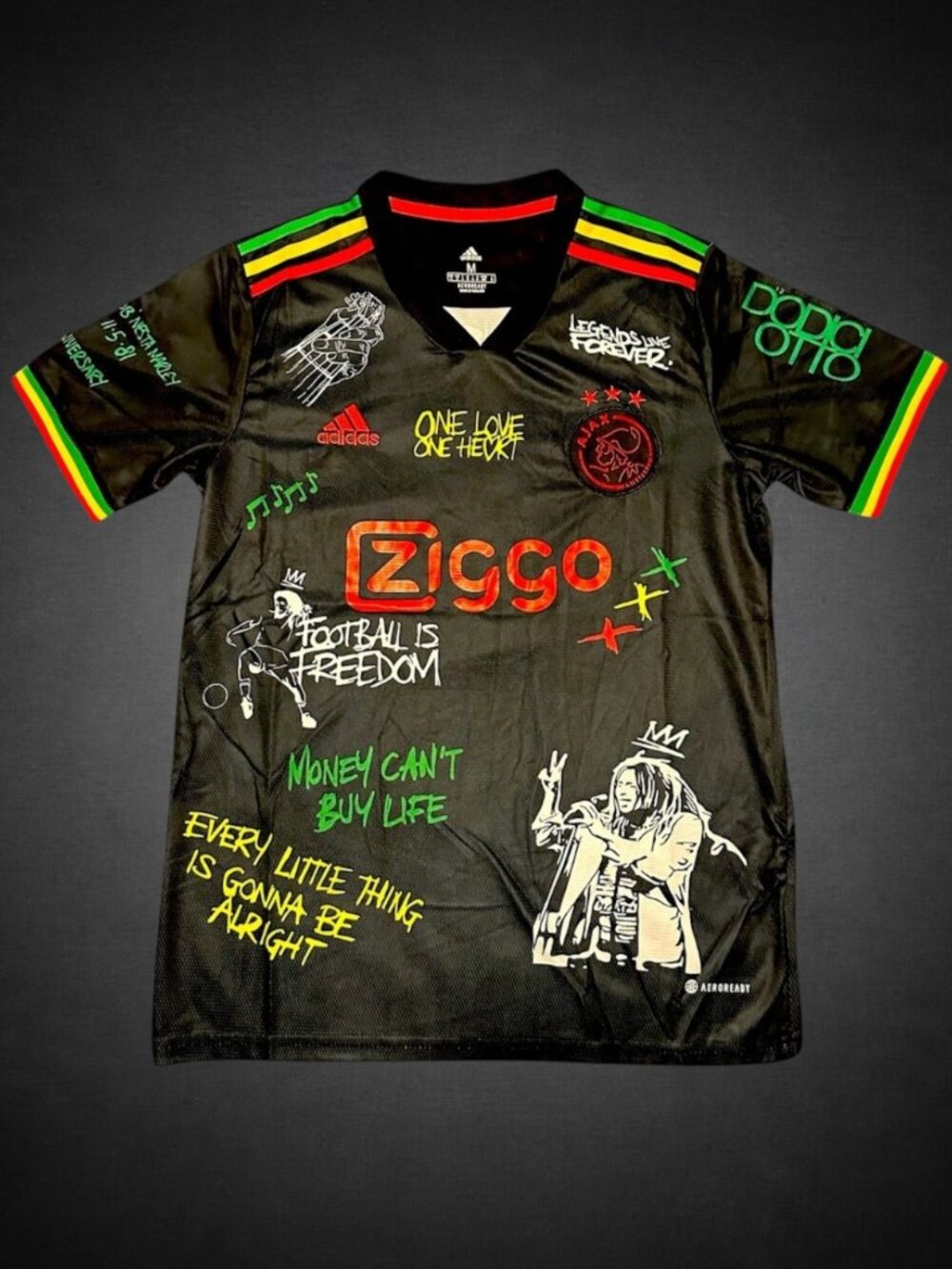 Rare Ajax bob marley special kit. Bob marley edition soccer football jersey